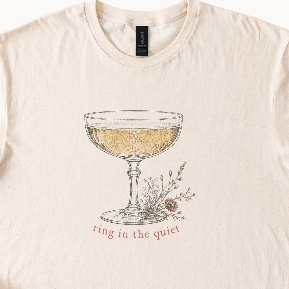 Ring in the Quiet Coupe Glass with Dried Wildflowers Tee